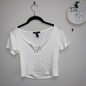 ⋆ white lace up crop top ⋆